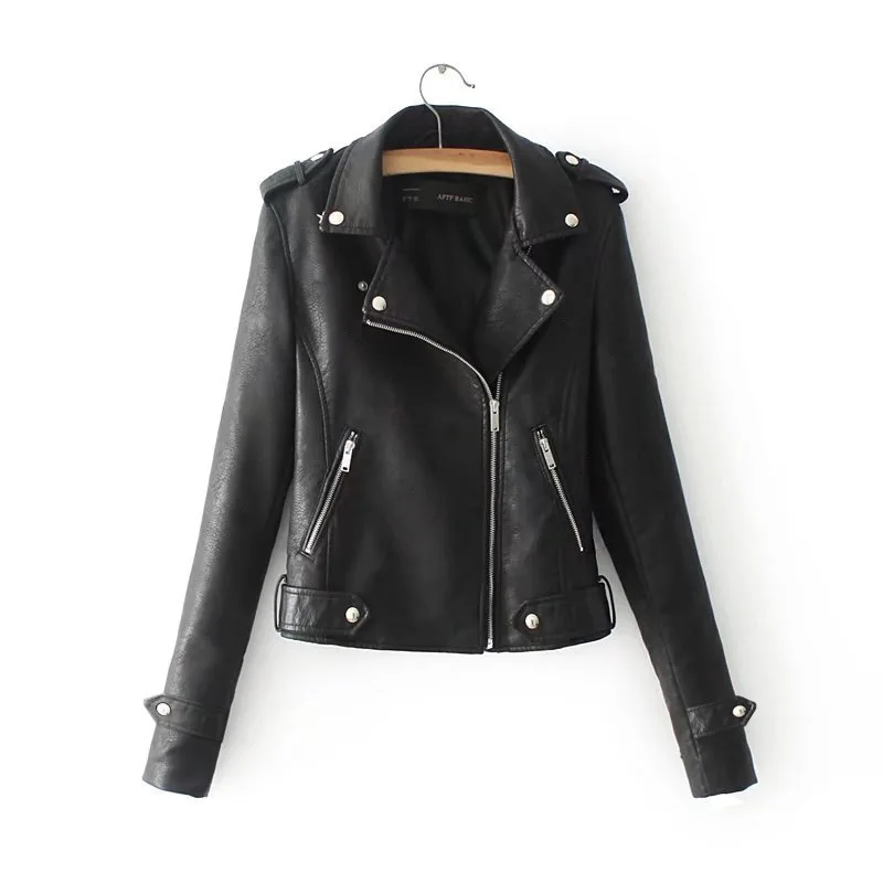 

2026 Women's Leather Jacket Spring and Autumn Slim Short Style Lapel Coat