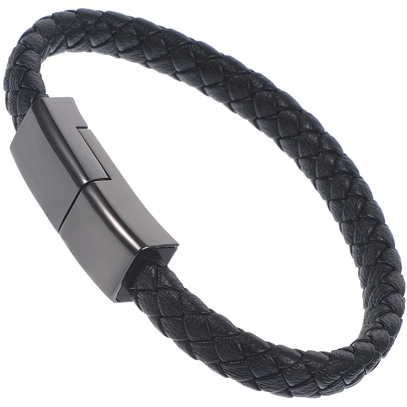 20cm Women Men Data Cable Braided Bracelets Bangles Zinc Alloy Fast Charging Cable for Type-C Mobile Phone (Short Type)