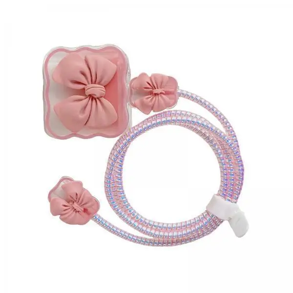 DIY Cable Protector 1.4m TPU Cute Gradual Transparent Sleeve for Charging Adapter USB Data Line Protection
