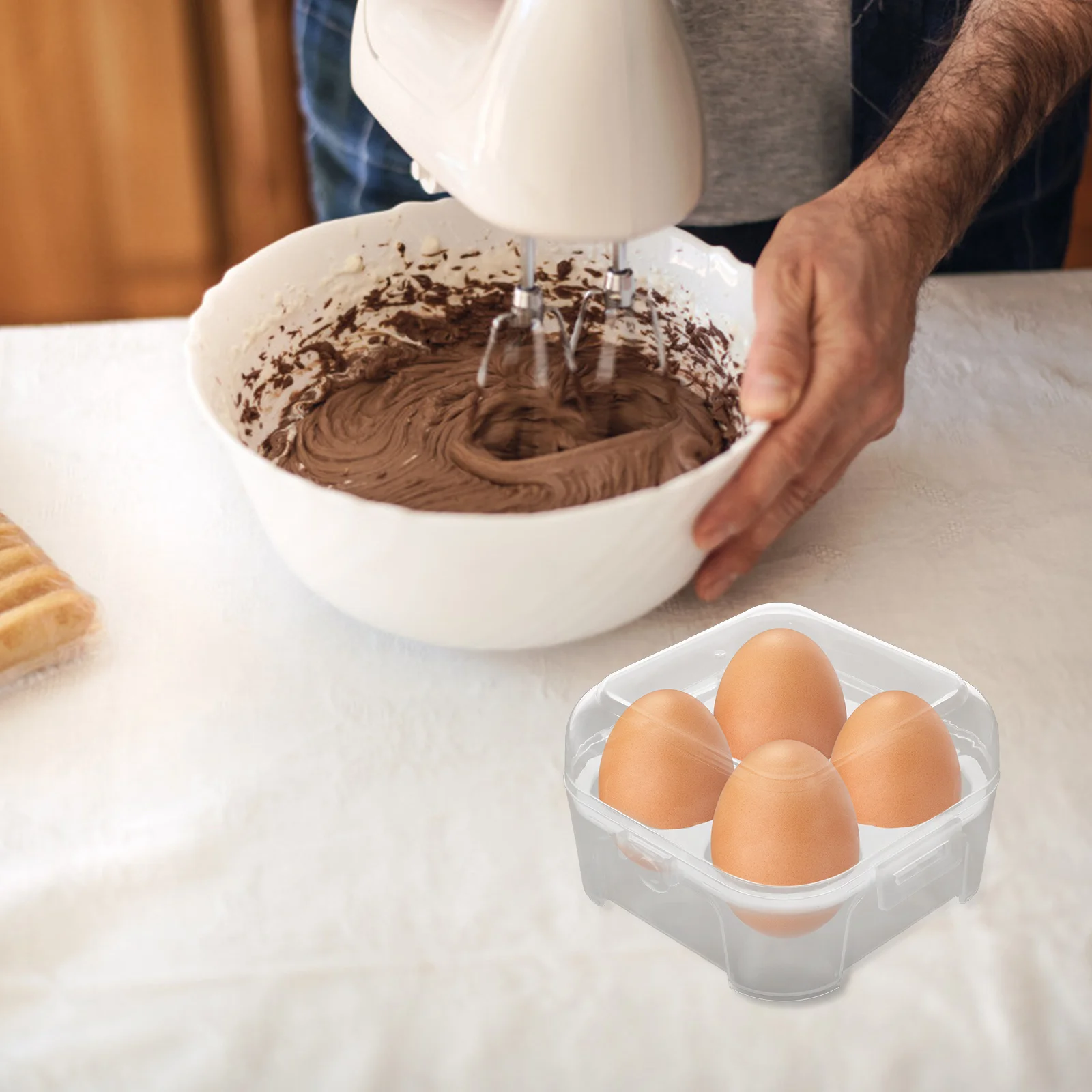 

3Pcs Plastic Egg Box Transparent 4 Slot Egg Organizer Stackable Storage for Refrigerator Eggs Holder Eggs Organizer