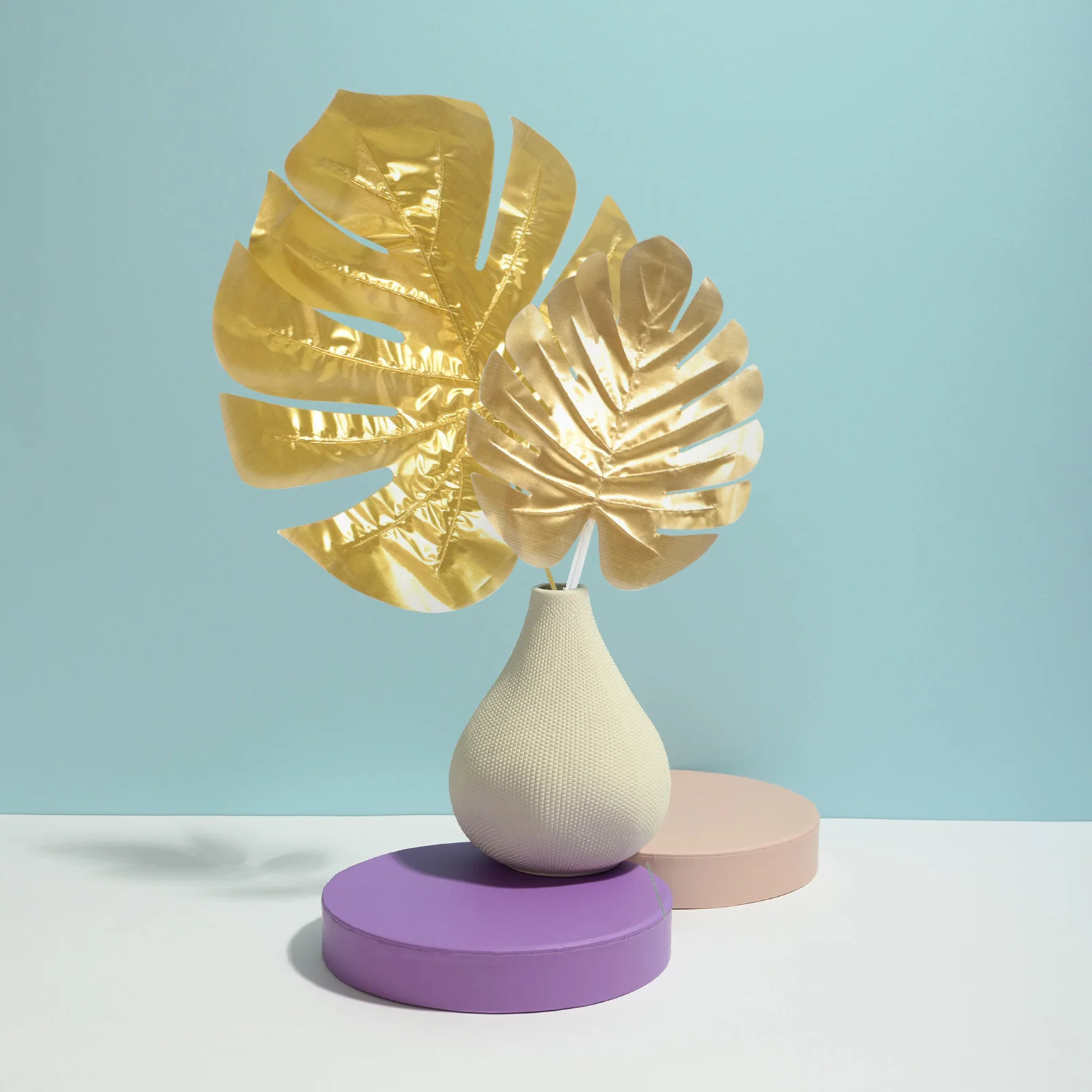 

20Pcs Simulated Monstera Leaf Artificial Golden Leaf Decor Tropical Wedding Party Supplies Gold Leaves Hawaii Party Supplies