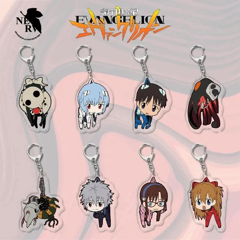 EVANGELION EVA Shinji Anime Acrylic Keychain Cute Trend School Bag Car Key Pendant Couple Kawaii Trinket Gift Keyring Accessory