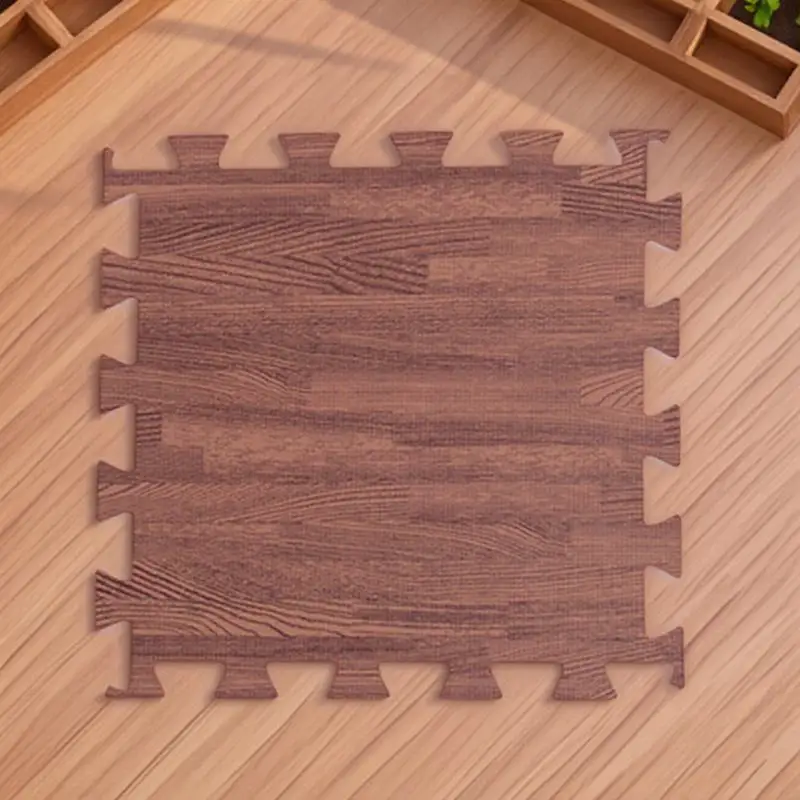 

8Pcs Eva Puzzle Floor Mat Dark Wood Grain Interlocking Mat Non-Recycled Durable Exercise Yoga Crawling Cushion