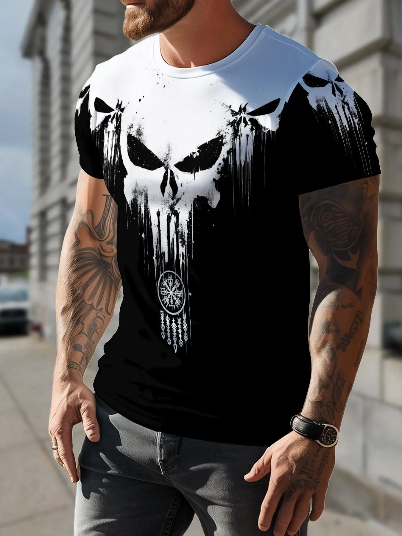 Men's T-shirts Outdoor Breathable Round Neck Short Sleeve Summer Shirt 3D Full Body Printed Unique Pattern, Casual Sports Street