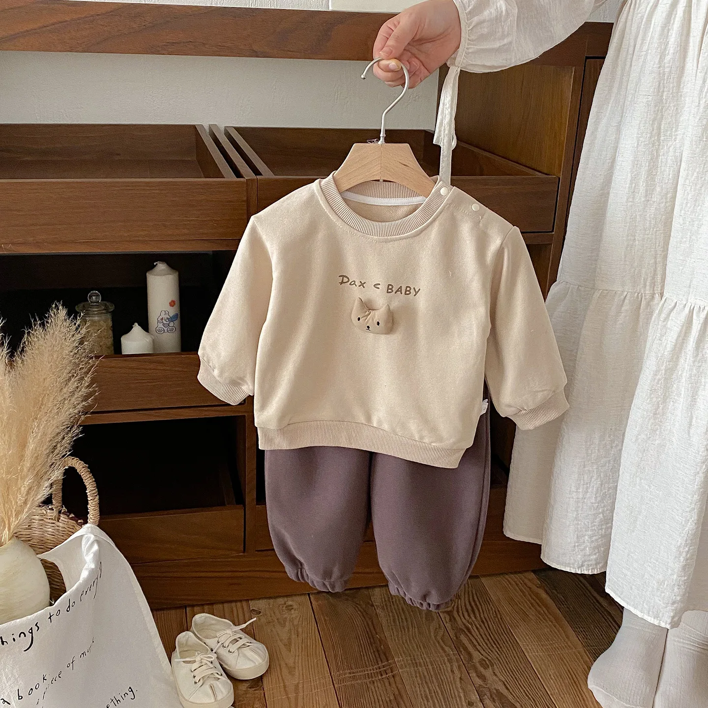 

New Ins Autumn Children's Two-piece Set Round-neck Long-sleeve Newborn Boys Sweatshirt Loose Waist Infant Baby Boys Sweatpants