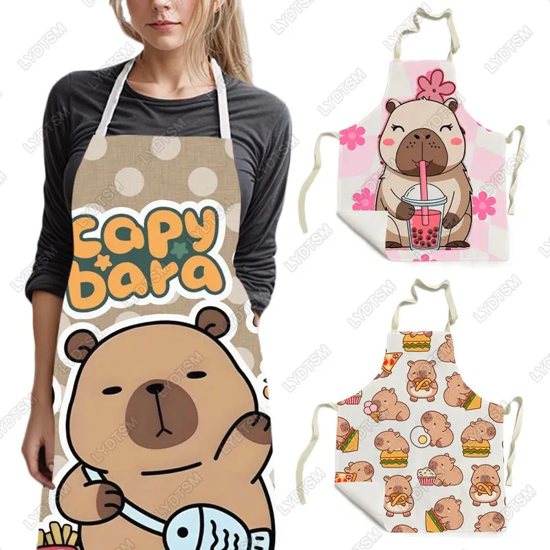 

Cute Graffiti Female Bear Doll Print Kitchen Apron Women Men Baking Home Cleaning Clothing Chef Waiter Cooking Pinafore Gift