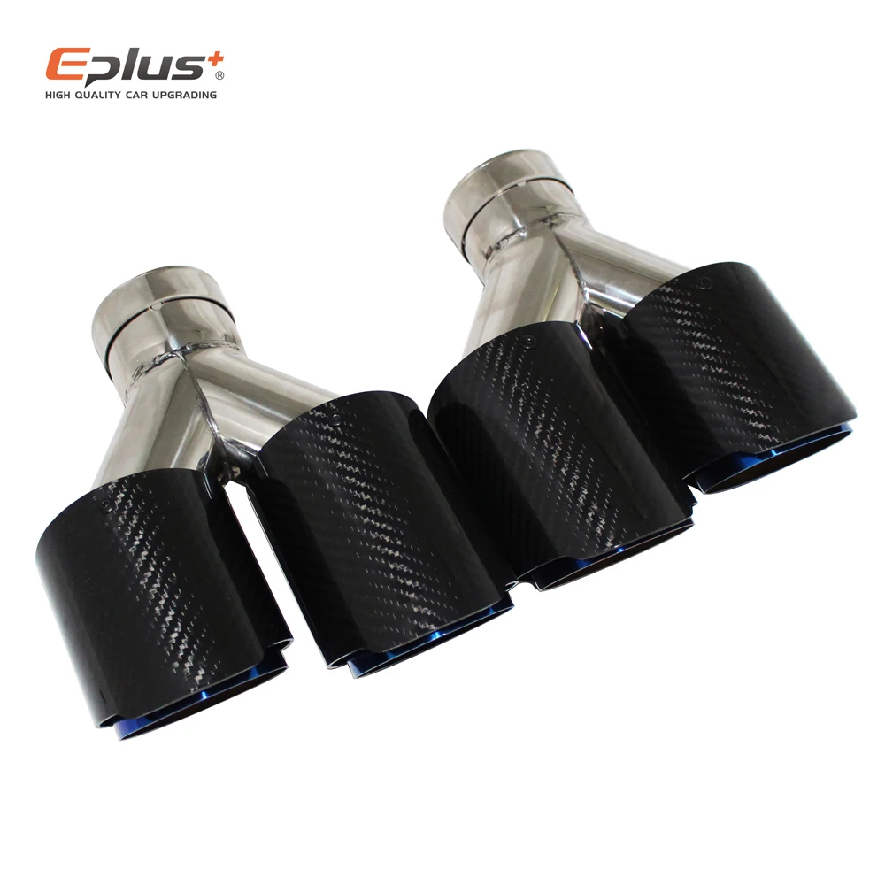 

Car Carbon Fiber Glossy Muffler Tip Y Shape Double Exit Exhaust Pipe Mufflers Nozzle Decoration Universal Stainless Blue
