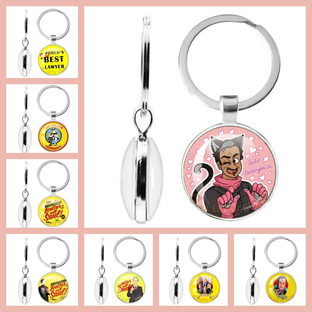 Amerikanische TV-Serie Better Call Saul Doppelseitiger Schlüsselanhänger Los Pollos Hermanos für Anhänger-Accessoires Cabochon-Schmuck Geschenk