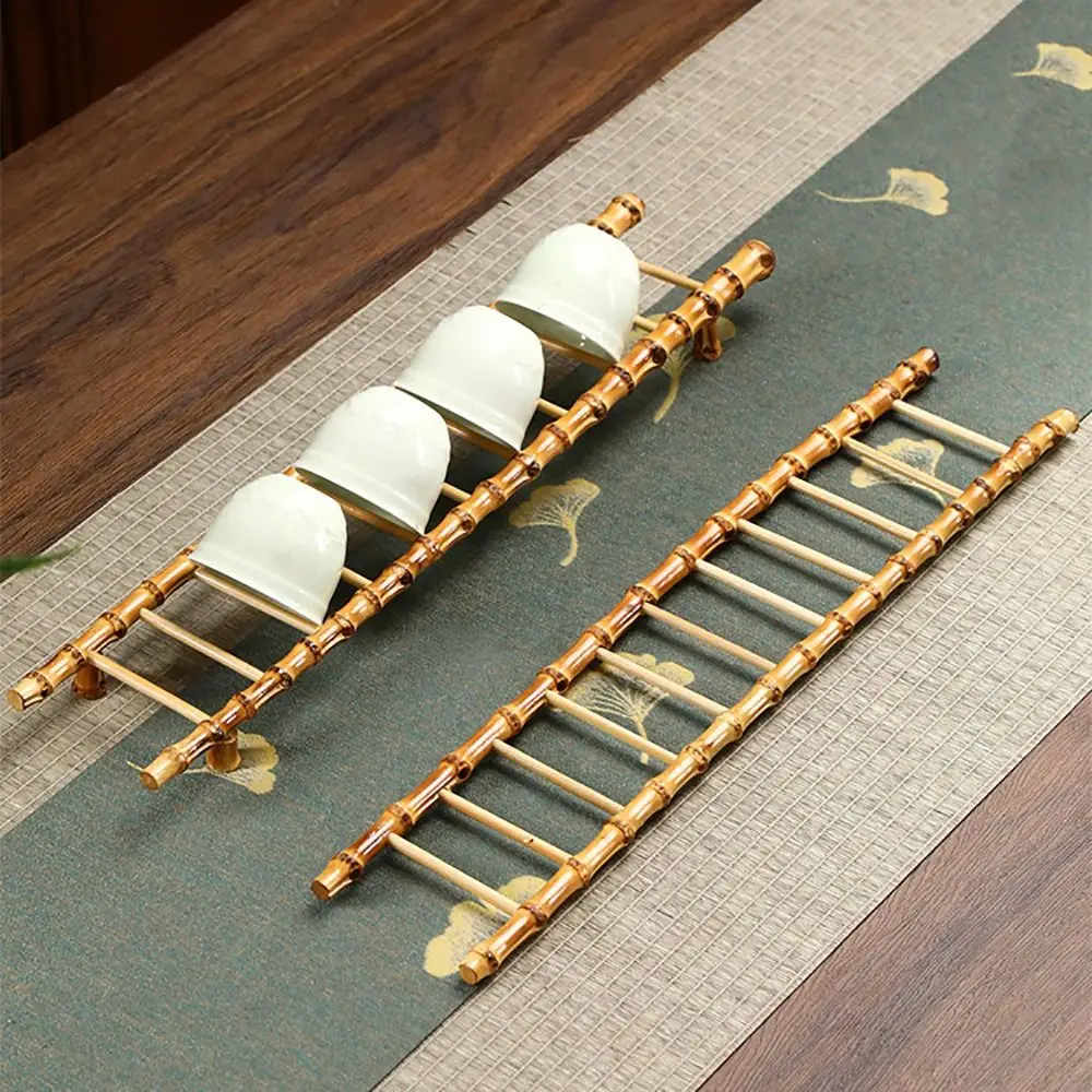 Multi-purpose Bamboo Ladder Cup Holder Yellow Bamboo Tea Cup Drainer Rack Get Promotion Blessing Art Craft