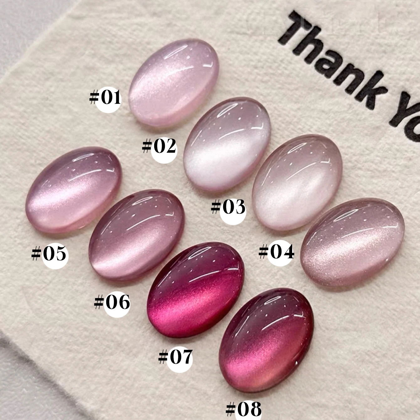 ยาทาเล็บเจล Cat Eye สีชมพูไวท์เทนนิ่ง รุ่นใหม่ 2025 ประดับด้วยลูกปัดแก้วลายมังกร 1-8 ชิ้น