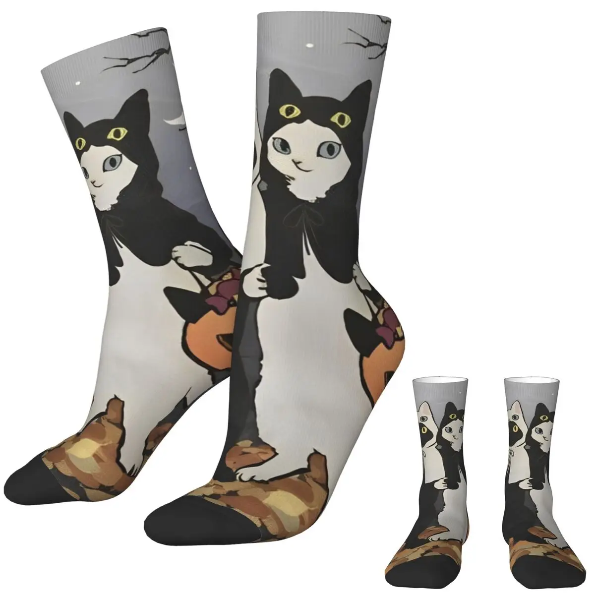 

Halloween Socks couple cats Funny Stockings Winter Non Skid Men's Socks Comfortable Pattern Outdoor Socks