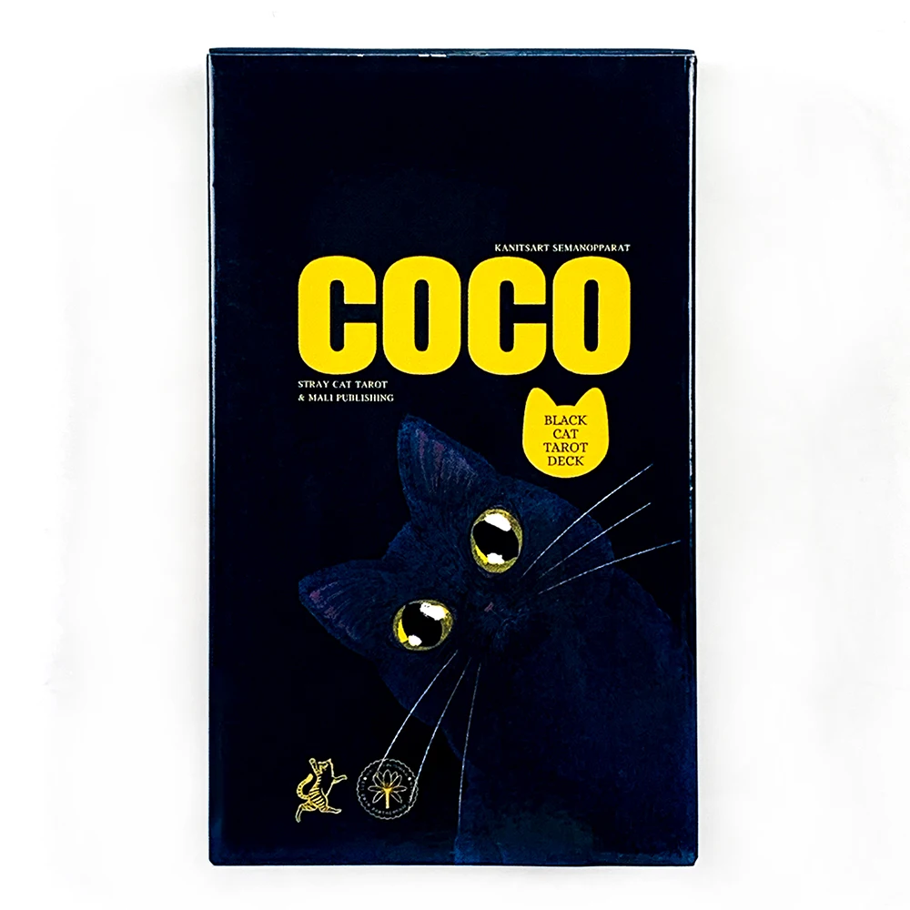 Jeu de tarot Coco Black Cat, 78 cartes de tarot mignonnes avec des chats noirs, jeu de divination pour débutants, pour les amoureux des chats