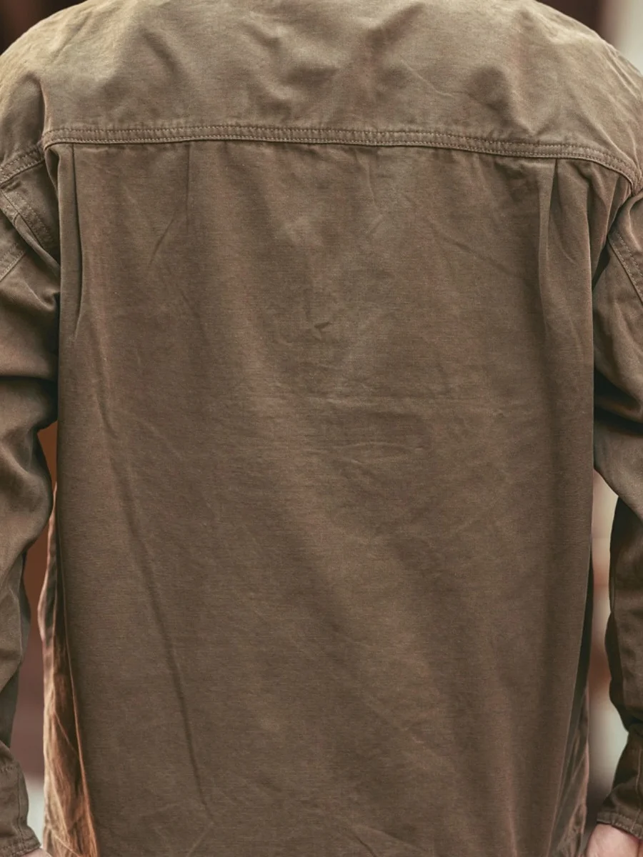 

Retro American Workwear Jaet Men's Outdoor Hunting Sle Flip Collar Heavyweight Polyester Cotton Blend Long Sve Zipper