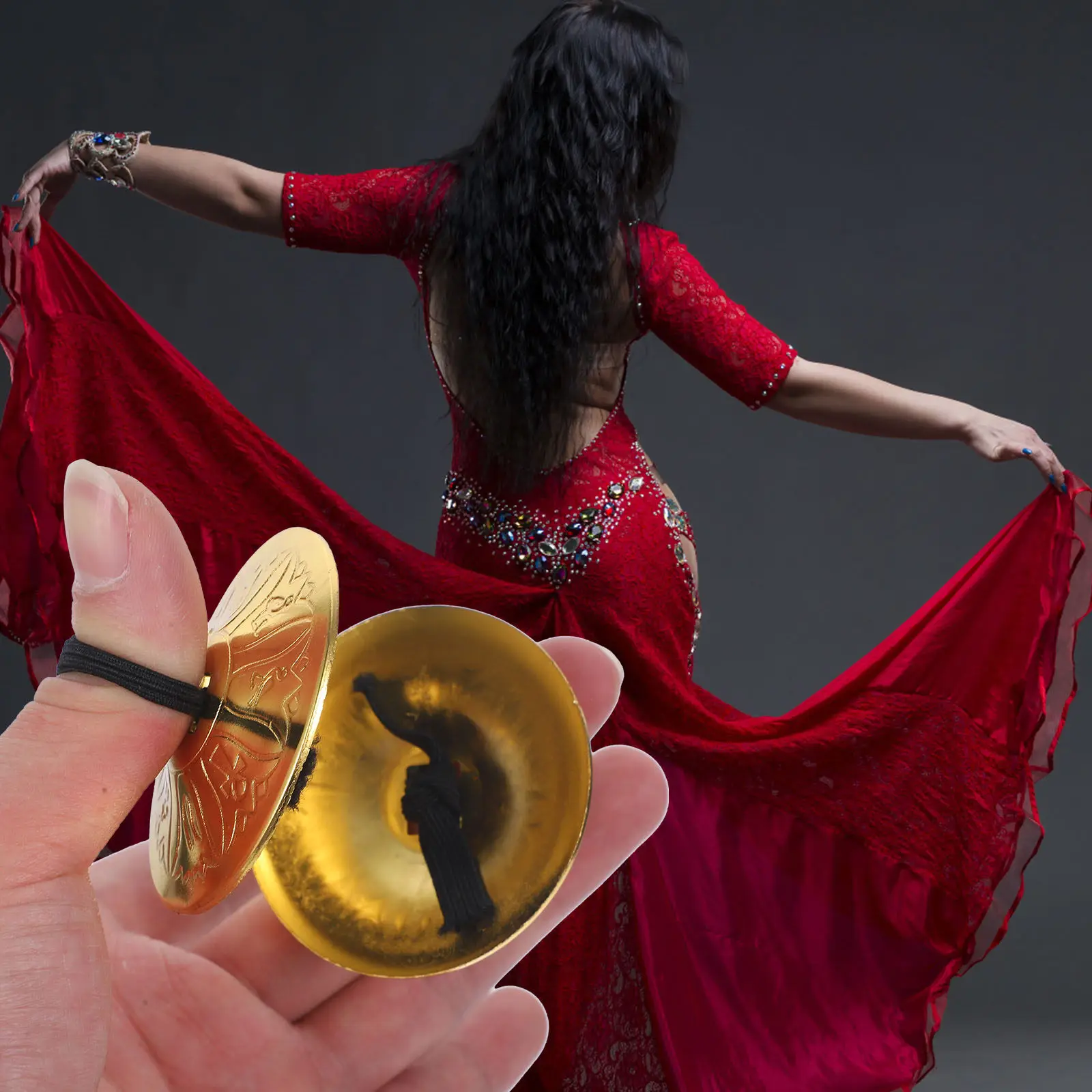 

2Pairs Copper Finger Cymbals for Premium Small Percussion Instrument Crisp Sound Music Training Belly Dance Party