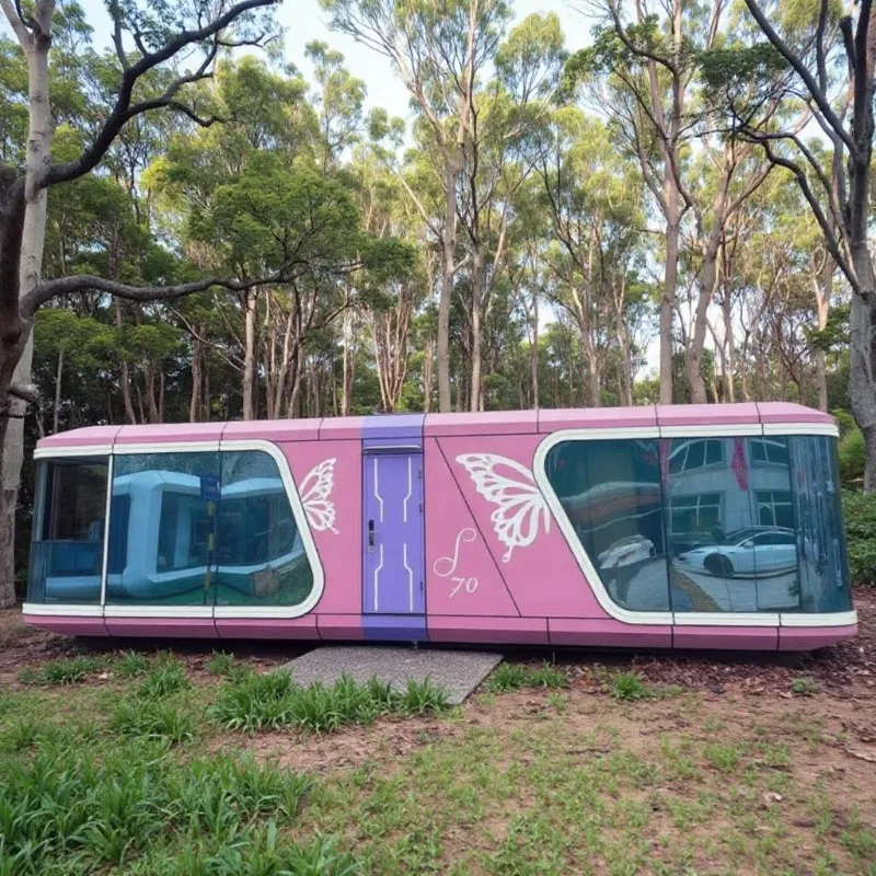 Mini casa de remolque, casa espacial con ruedas, cabina de Apple insonorizada, cabina de Apple prefabricada móvil, oficina