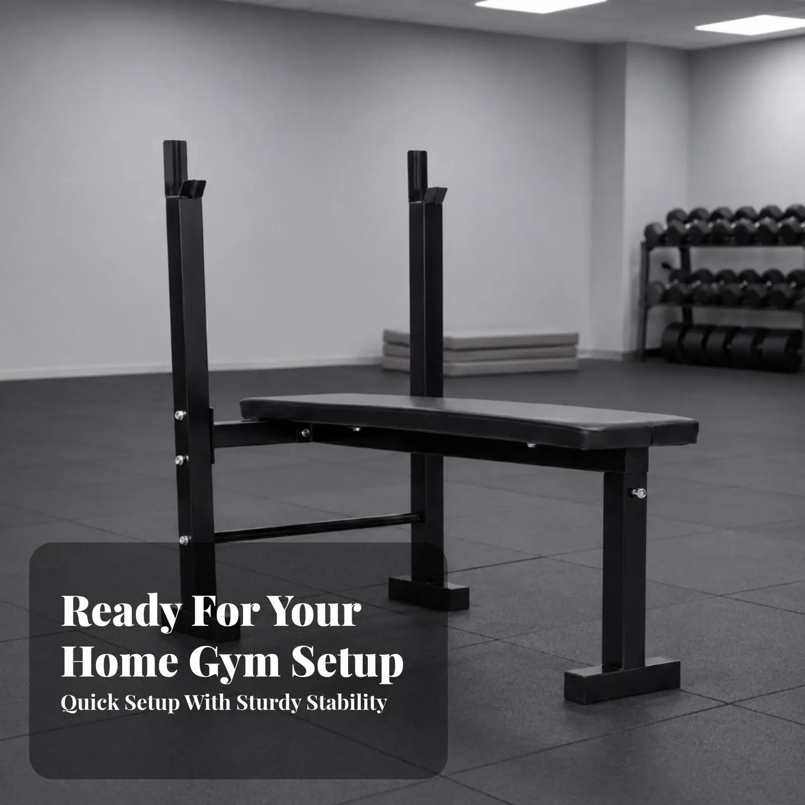 Weight Bench with Barbell Rack Powder-Coated Barbell Rack Bench Home Gym Station Sturdy Fitness Equipment Multifunctional