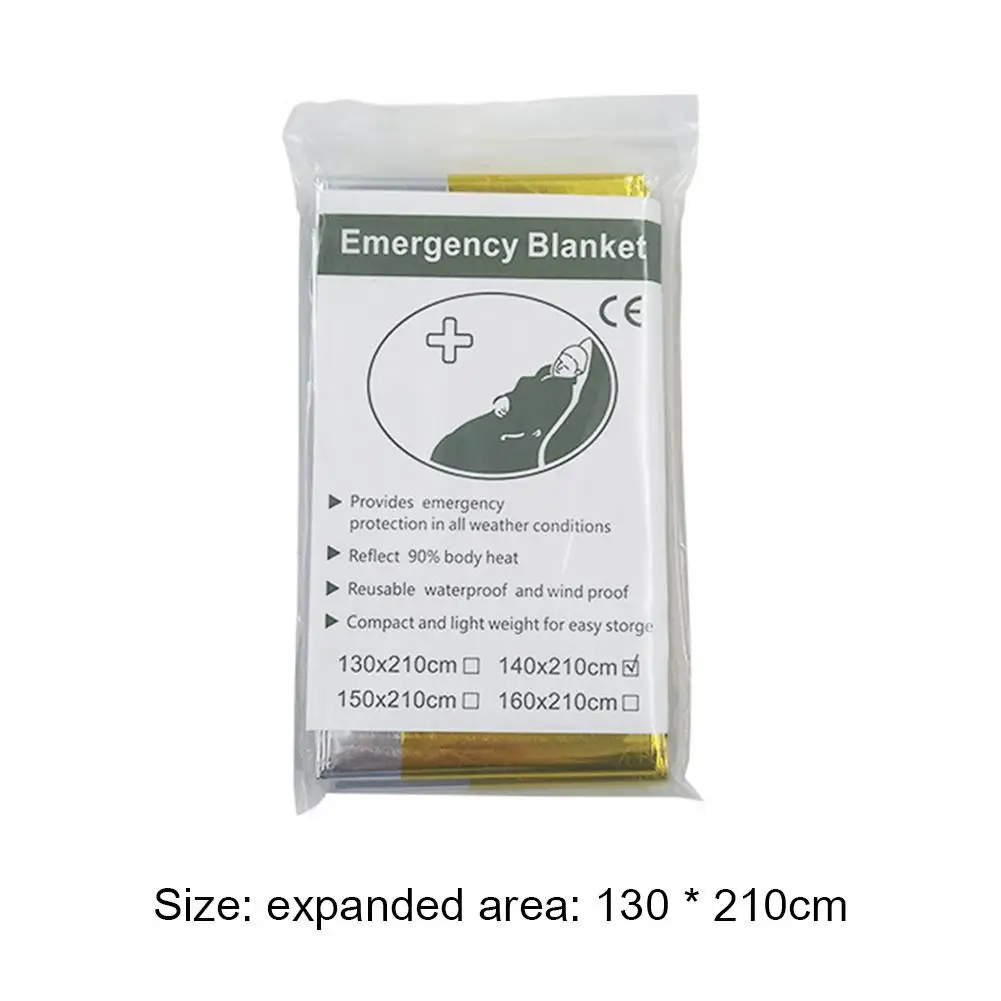 بطانيات بقاء الإسعافات الأولية الحرارية للطوارئ الخارجية (130 × 210 سم فضي)