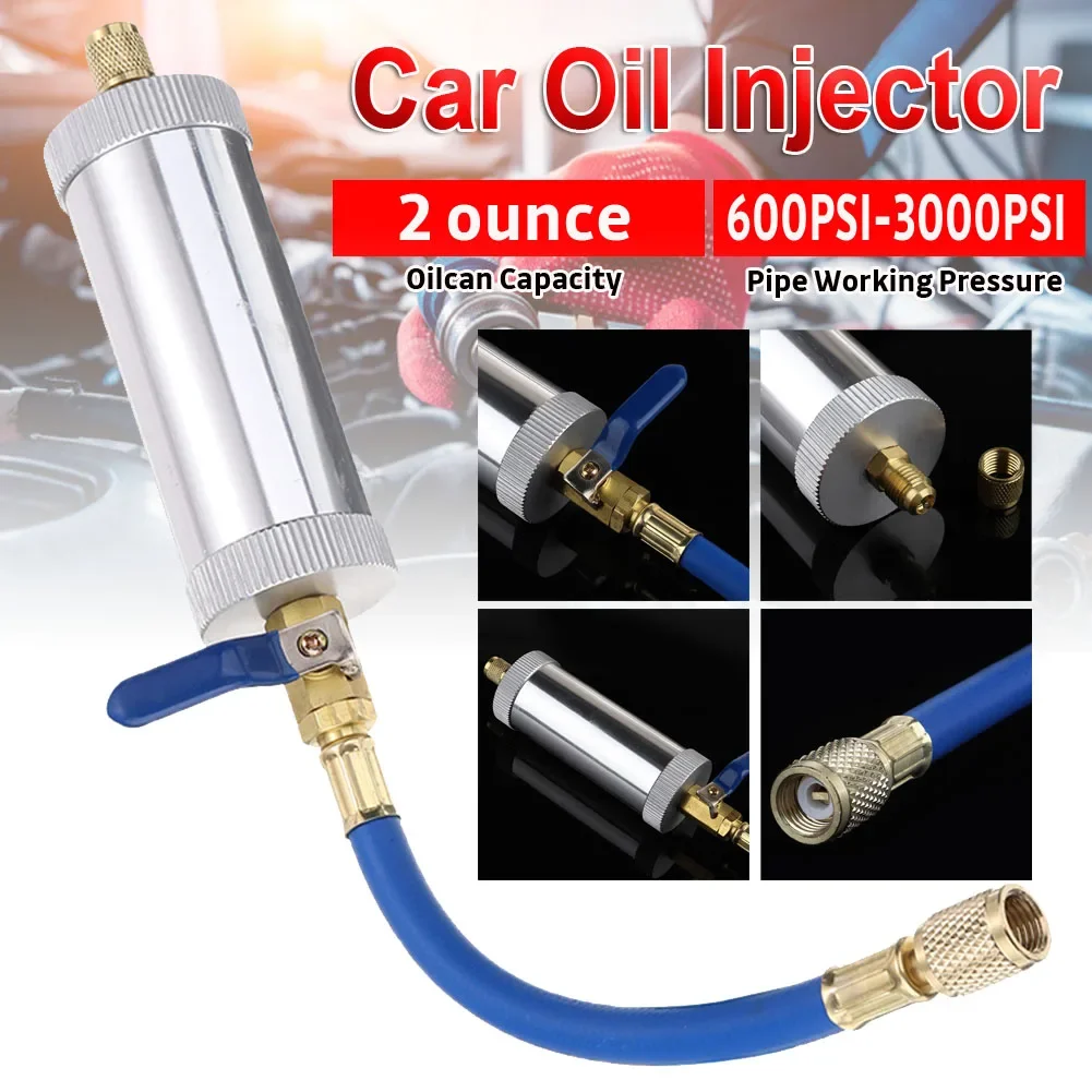 

Air Conditioning Car Oil Injection Tool R12 R134A 2 Ounce 1/4" Pure Liquid Oil Coolant Filler Tube Dye Injector Car Accessories