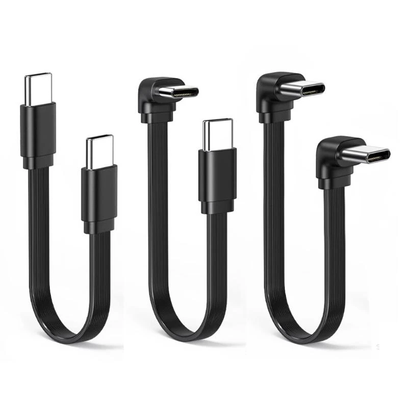 2026 66W Type C To Type C Flat Charging Cable For Smartphones Tablets And Laptops 90 Degree Option Soft Silicone USB C Cord