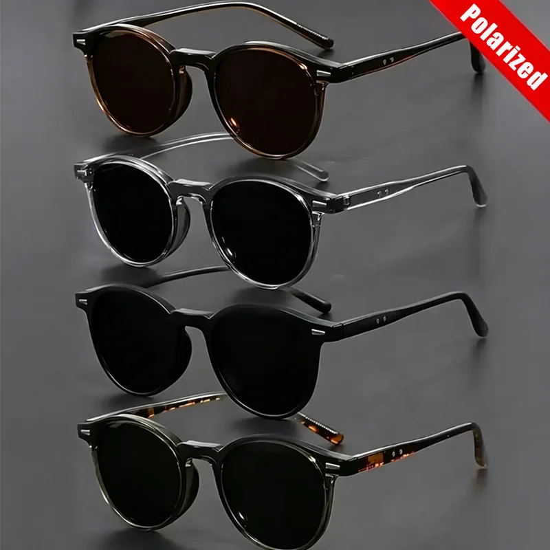 

Retro Round-frame Polarized Sunglasses for Men Outdoor UV400 Sun Glasses for Women Ultra Light Trendy Fashion Driving Shades