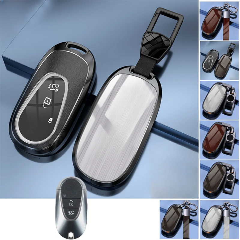 Zinc Alloy Leather TPU Car Smart Key Case Cover With Keychain For Mercedes Benz C E S Class W223 W206 C260 C300 S450 S500 S400