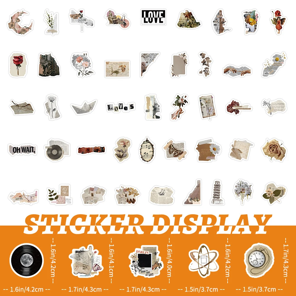 10/30/50/100pcs Retro Dagboek Stukken Art Patroon Graffiti Stickers Esthetische Decoratie DIY Notebook telefoon Bagage Decals Kinderen Speelgoed