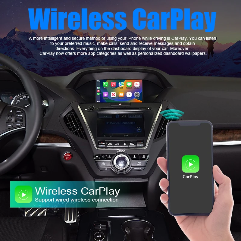 Newest Wireless Carplay For Acura MDX Model 2014-2018 Dual Screen Android Auto Module Radio Smart Car Systems Kit Accessories