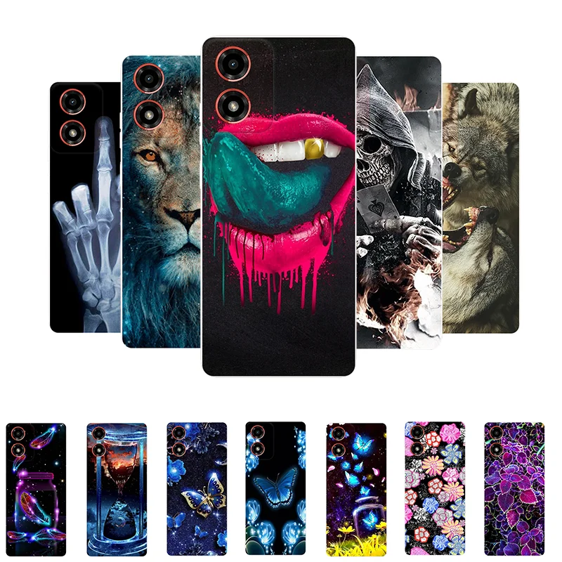 Funda para Motorola Moto E14 Bumper  TPU Silicona Suave Cubierta Trasera  Caricatura Imprimir Teléfono Caso Para Moto E14  Fundas MotoE14 E 14