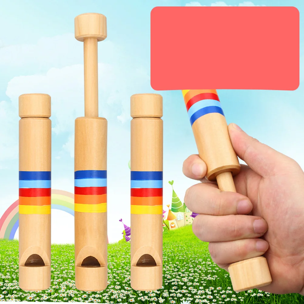 

Wooden Flute Pull-Push Whistle Educational Learning Musical Instrument For Kids Safe Smooth Design Bright Colors Mini