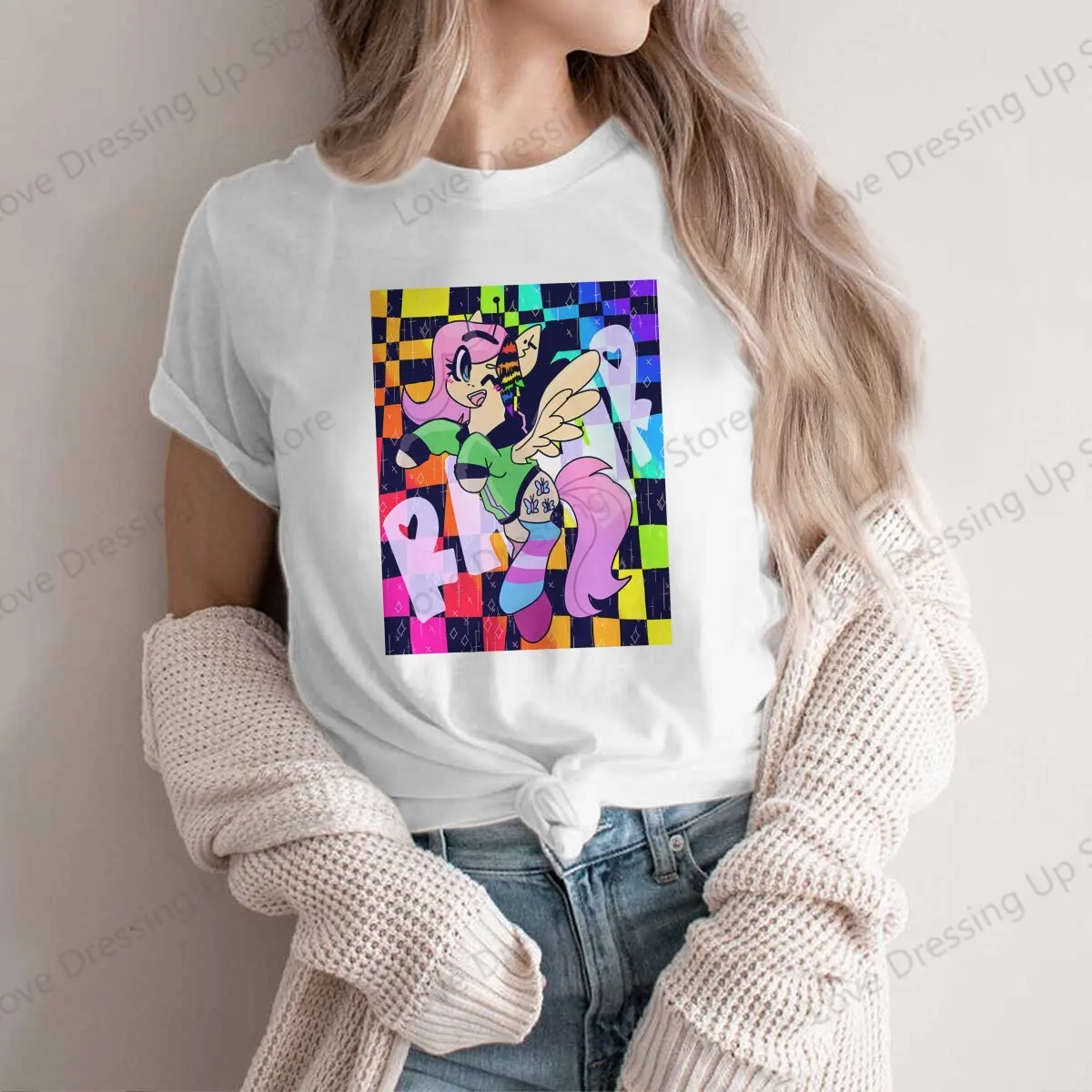 scene fluttershy Casual T Shirt Mlp High Quality LooseFemale Short Sleeve Unique Summer Women's clothing