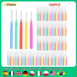100 Pieces Interdental Brushes Dental Floss Toothpick Orthodontic Braces Brush Tooth Cleaning Tool Oral Care