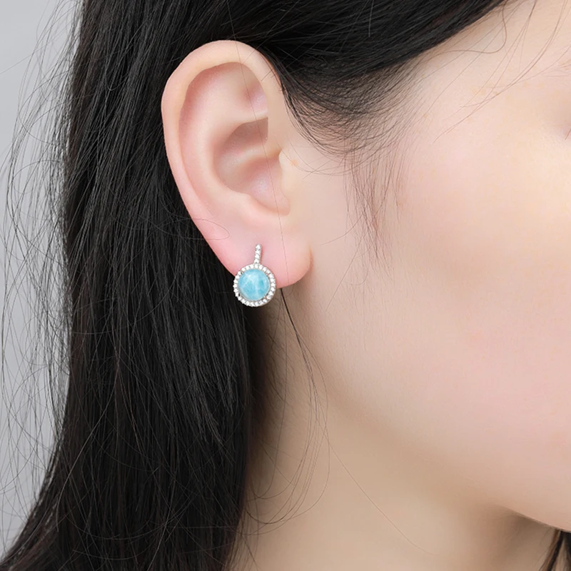 XYOP 2023 Jewelry 925 Sterling Silver Plump Moving Larimar Earrings Custom Wholesale Evening Party