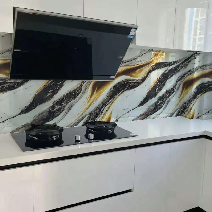 Luxury Glossy Marble Texture Wallpaper Self Adhesive Removable Wall Sticker OilProof for Cabinet Furniture Bedroom TV Wall Decor