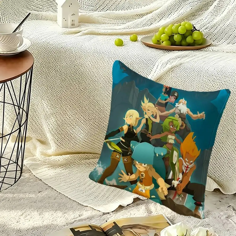 Cartoon W-Wakfu-u Soft Pillow Shell For Sofa Living Space Bedroom Headboard Backrest Square Cushion Cozy