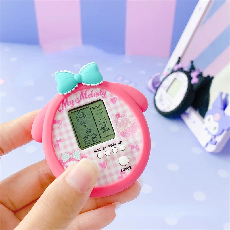 Sanrio kawaii jogo console chaveiro minha melodia kuromi pochacco cinnamoroll dos desenhos animados bonito saco chave pingente corrente ornamento crianças presente