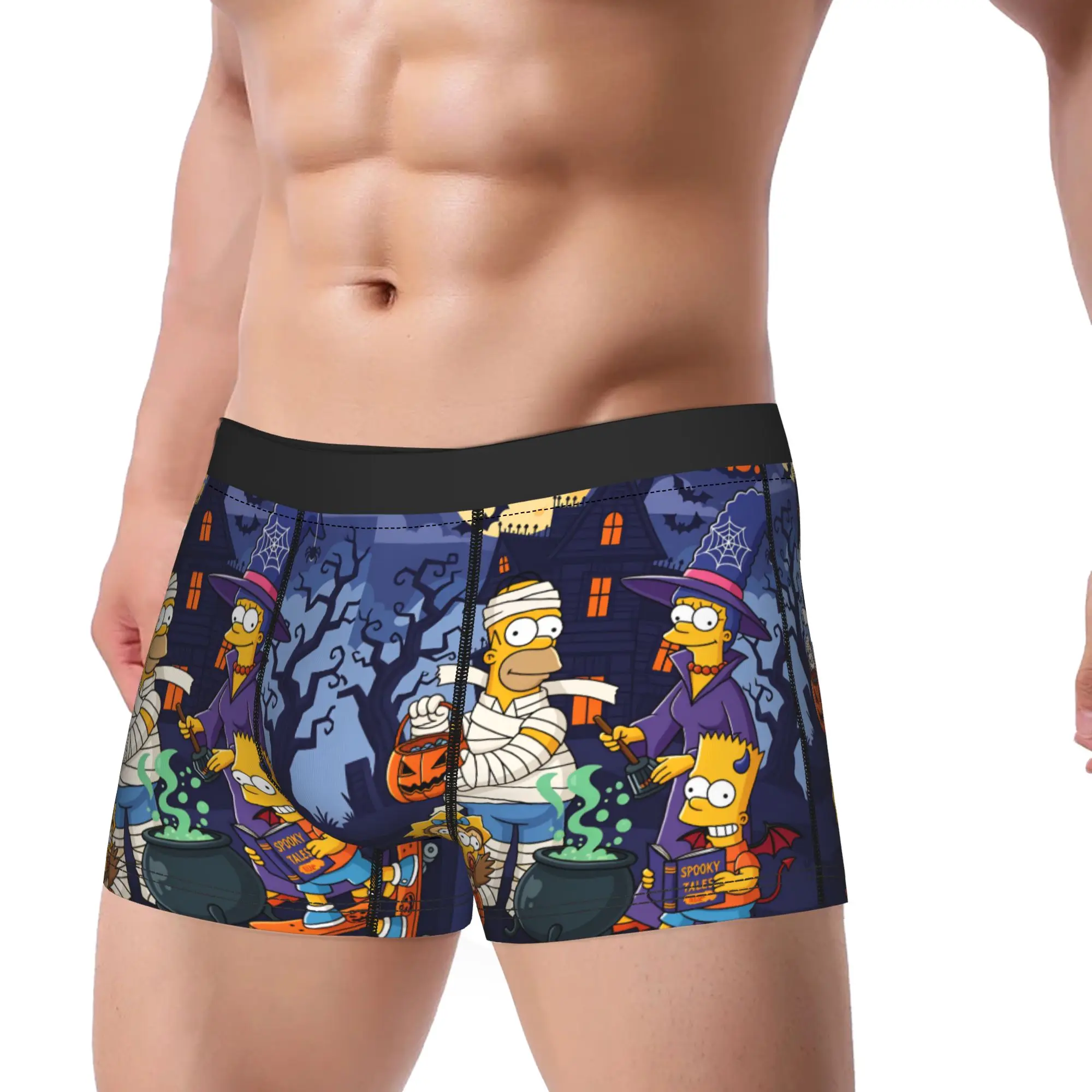 Funny S-Simpsons Mummy Homer Happy Hauntings Underwear Printed Trunk Trenky Men's Underpants Breathable Shorts Briefs Present