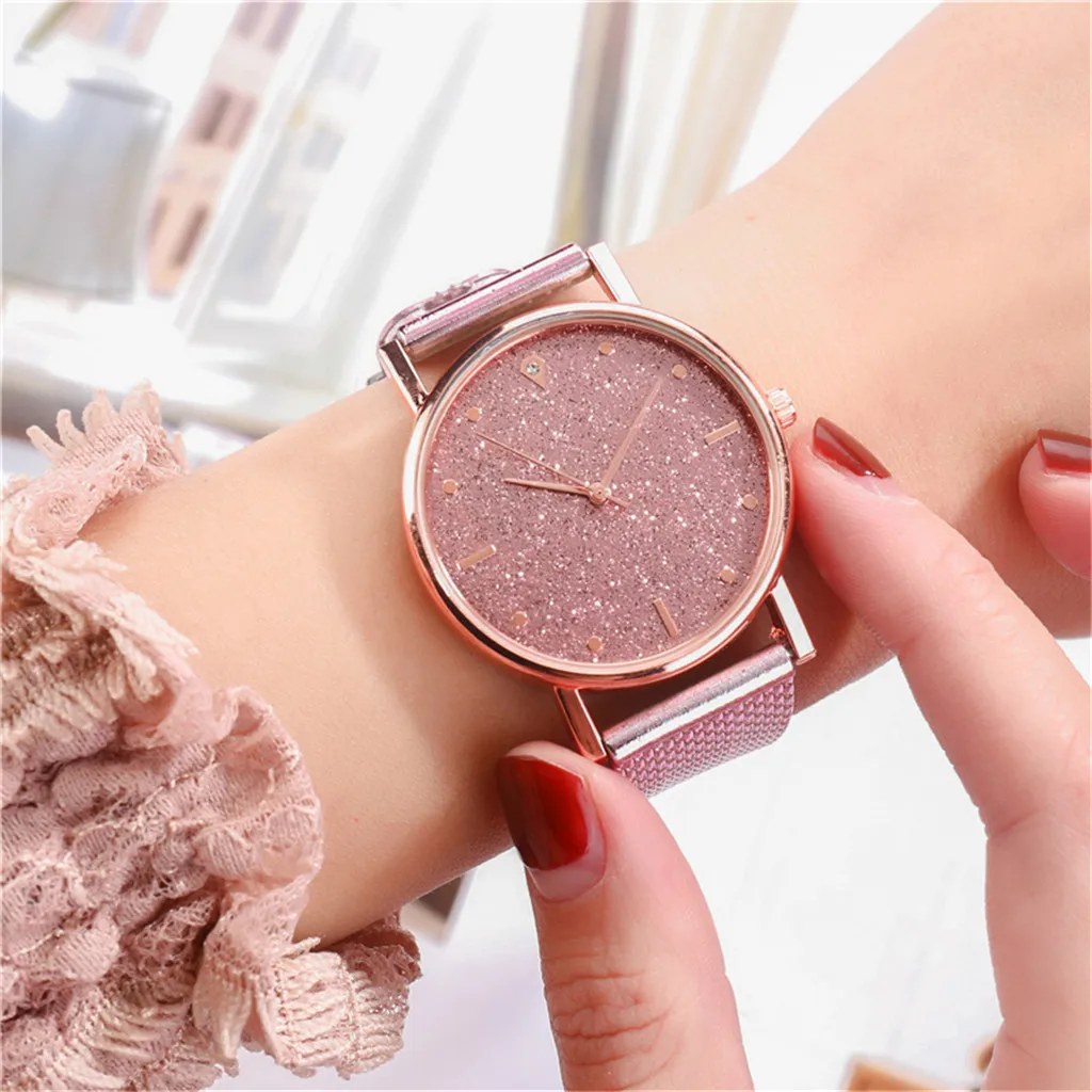 Women Fashion Quartz Watch Luxury Brand Women Watches Simple Rose Gold Mesh Stainless Steel Ladies Wrist Watch Montres Femmes