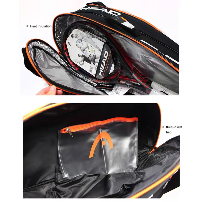 Tas tenis HEAD 6-9 Tas isolasi tempat sepatu individu cangkang keras bahu tunggal/ganda