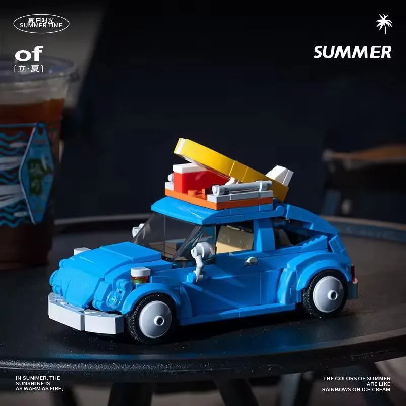 

Retro Camping Car Building Blocks for Adults Summer Time Transportation Vehicle Construction DIY Toys Gifts Set Kids