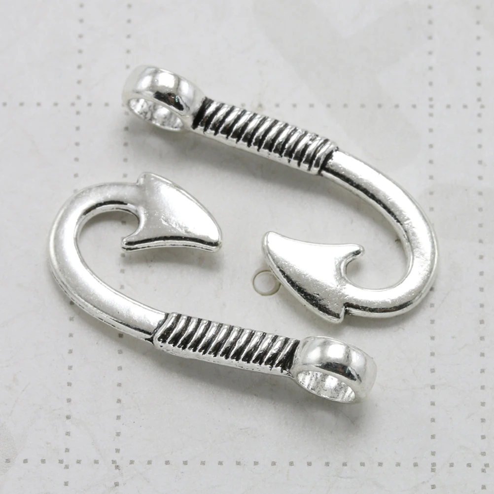 

20pcs Fish Hook Pendant Ornaments Alloy Jewelry Making Charms DIY Charm Set Silver Durable Craft Decorative Accessories For