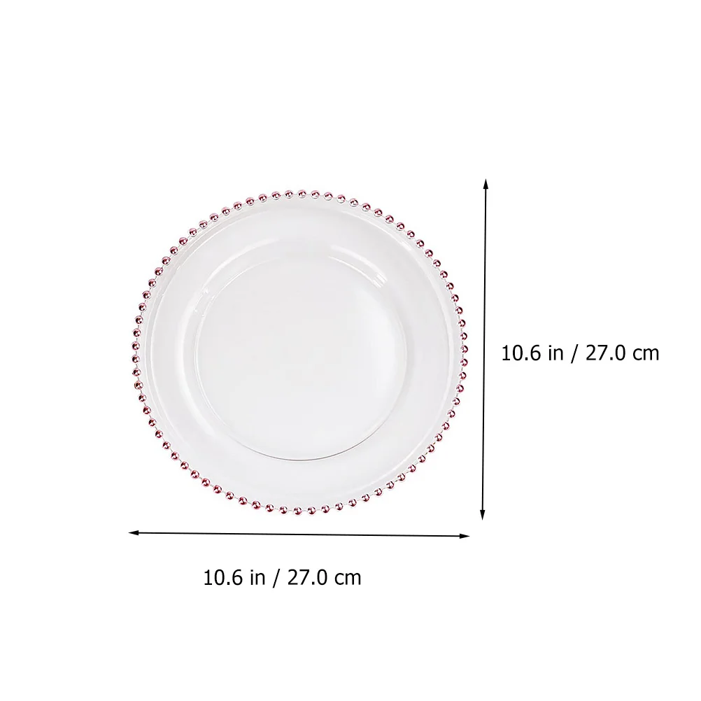 

1Pcs Rose Gold Beaded Glass Salad Plate Clear Transparent Dinner Tray Stackable for Wedding Graduation Birthday Party