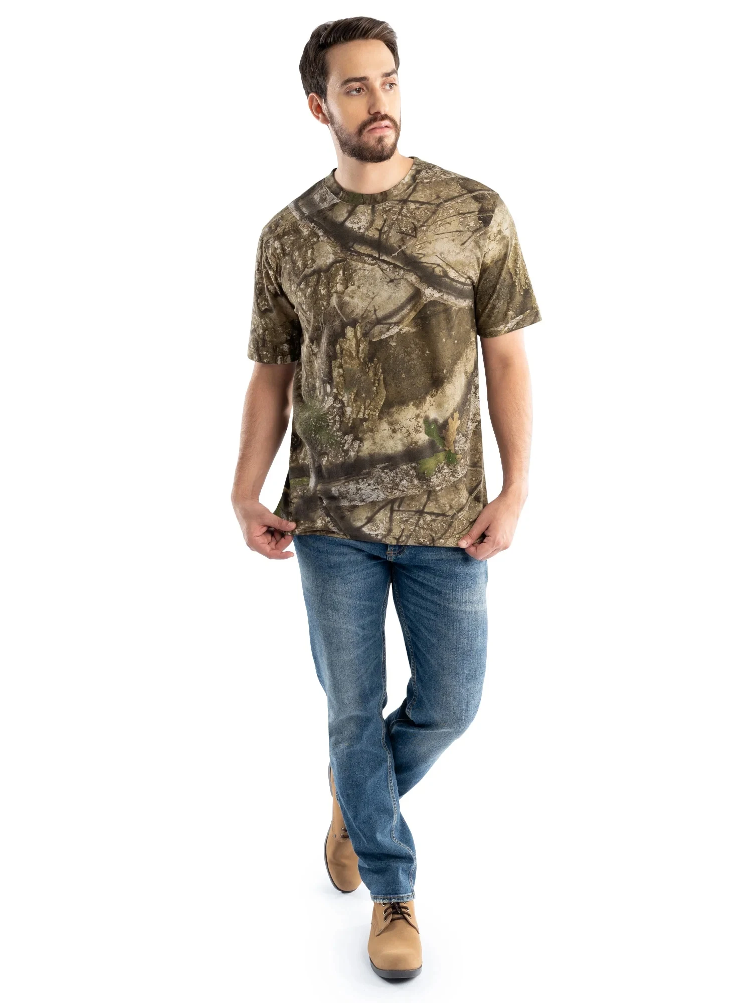 الرجال قصيرة الأكمام التحكم في رائحة الصيد التمويه تي شيرت في الهواء الطلق المحملة لينة تنفس الصيد قميص موقع قراء ملابس للرجال #6