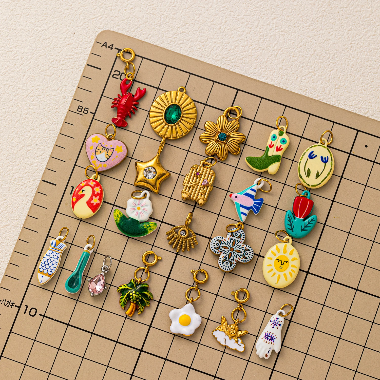 جديد عصري زهرة الأسماك الصغيرة البرسيم ستار DIY قلادة سحر للمجوهرات سحر الفولاذ المقاوم للصدأ