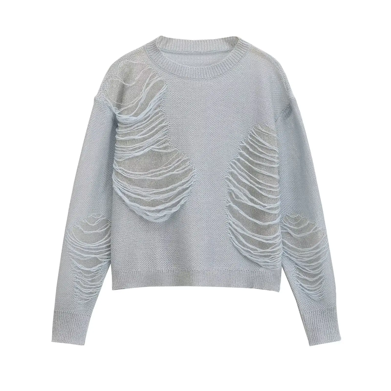 Tangada 2024 Women Hollow Oversized Sweaters Long Sleeve Female Jumper AI050