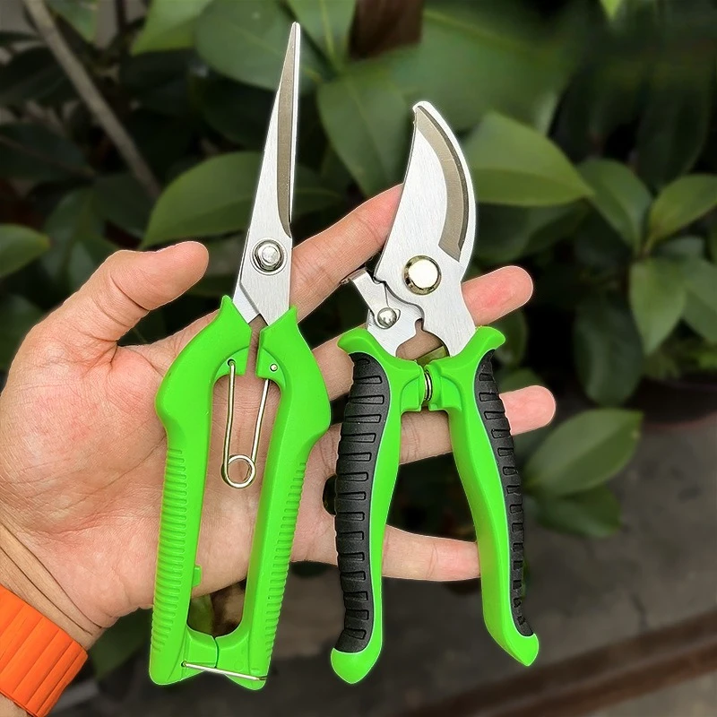 2pcs Pruner Garden Scissors Sharp Bypass Pruning Shears Tree Thick Branch Flower Stem Secateurs Manual Clippers for Gardening