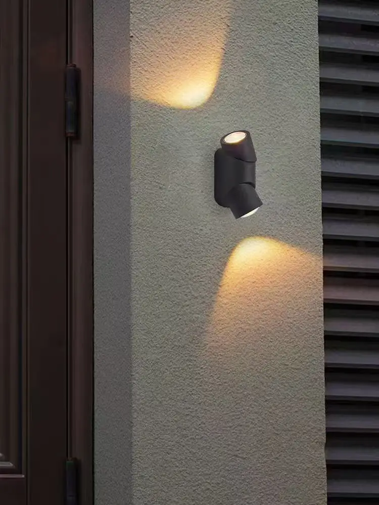 Outdoor Waterproof  LED Wall Light 220V Aluminum Base Rotatable Two-Head Lamp for Garden Use