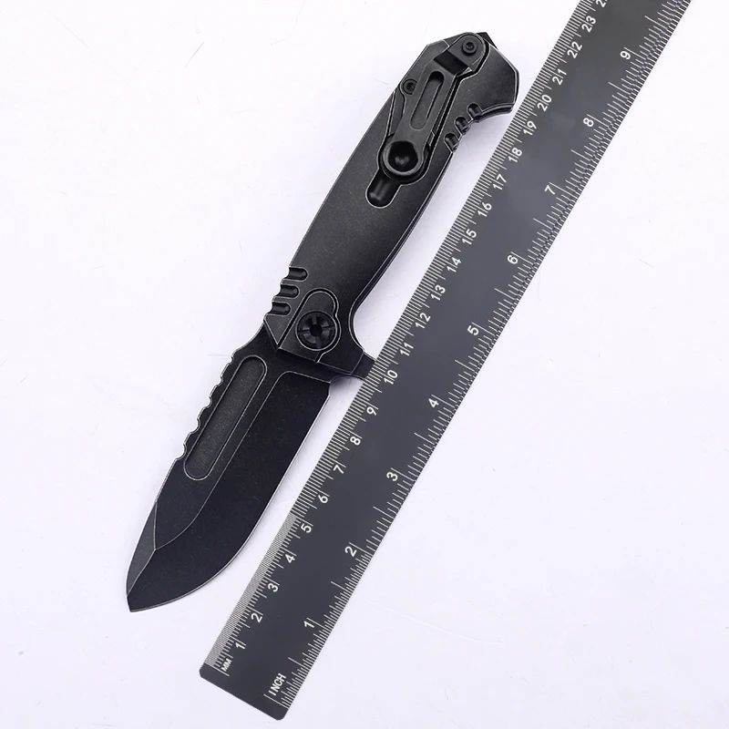10CR15MOVCO steel plate all black titanium alloy handle kitchen camping fruit knife multifunctional EDC tool knife