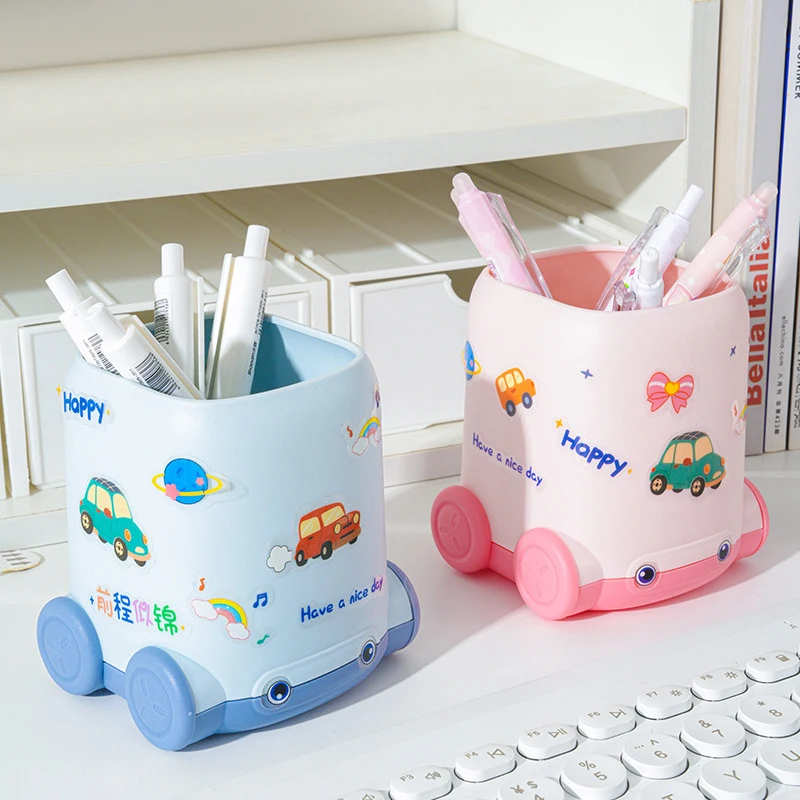 Cartoon Pencil Box Cute Car Shape Pen Container Creative Desktop Stationery Storage Rack Fashion Student Gifts【A】