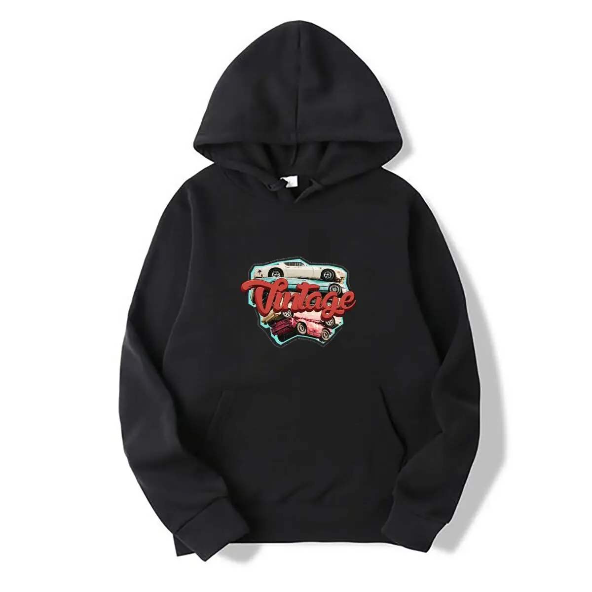 Vintage Classic Car Stack Retro Graphic Autumn and winter new men's and women's hooded sweatshirts