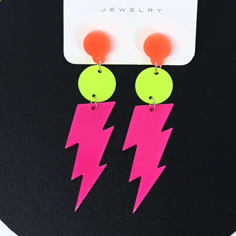 Fluorescent Lightning Earrings Personalized Colorful Night Glow Beautiful Popular Jewelry Acrylic Earrings For Women